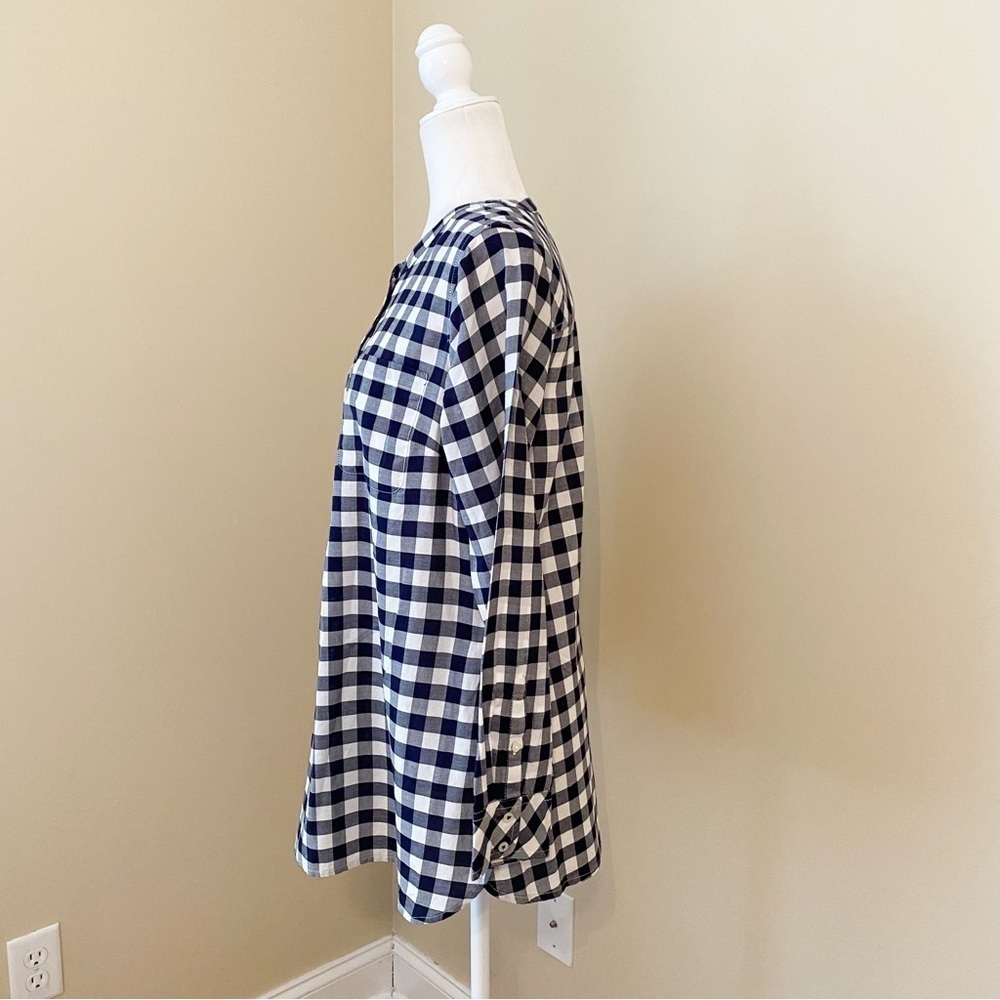 Talbots Long Sleeve Black & White Check Cotton Shirt Top - Medium - Picture 3 of 12